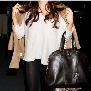 YSL Large "Muse" Handbag Black Leather Gold Tone Hardware Shoulder Bag COA